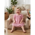 thumbnail image 6 of RUINIXCW Toddler Baby Girl Summer Gingham Plaid Dress Cute Puff Short Sleeve Doll Collar Ruffled Casual A-line Dress Clothes 6 Months to 4 Years, 6 of 9