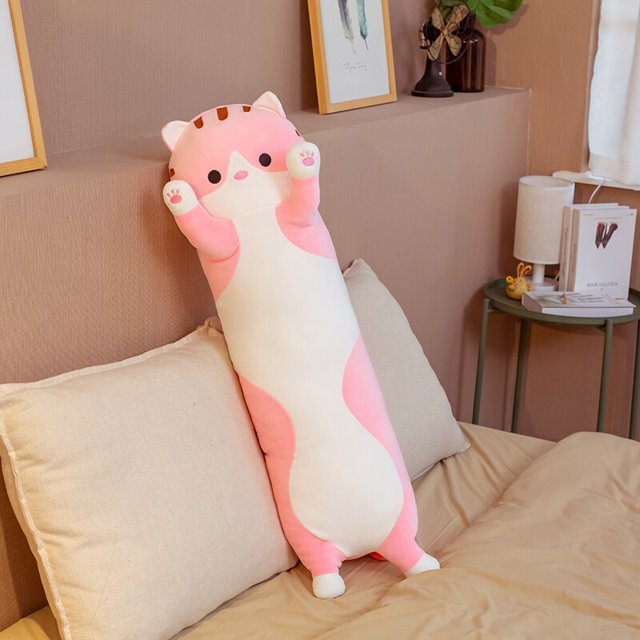 1pc 70-120CM Cartoon Animal Dinosaur Unicorn Cat Plush Toys Dolls Stuffed Soft Long Sleeping Pillow Children Baby Birthday Giftpink cat70cm Deng Xun unisex
