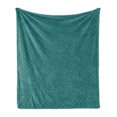 thumbnail image 1 of Geometric Soft Flannel Fleece Throw Blanket, Eastern Style Interlaced Moroccan Style Ornament Image, Cozy Plush for Indoor and Outdoor Use, 50" x 70", Night Blue Sea Green, by Ambesonne, 1 of 6