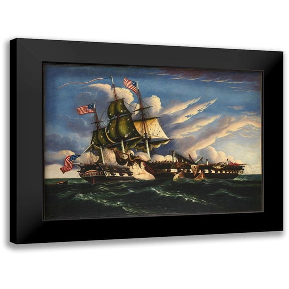 Chambers, Thomas 14x11 Black Modern Framed Museum Art Print Titled - The Constitution and the Guerriere