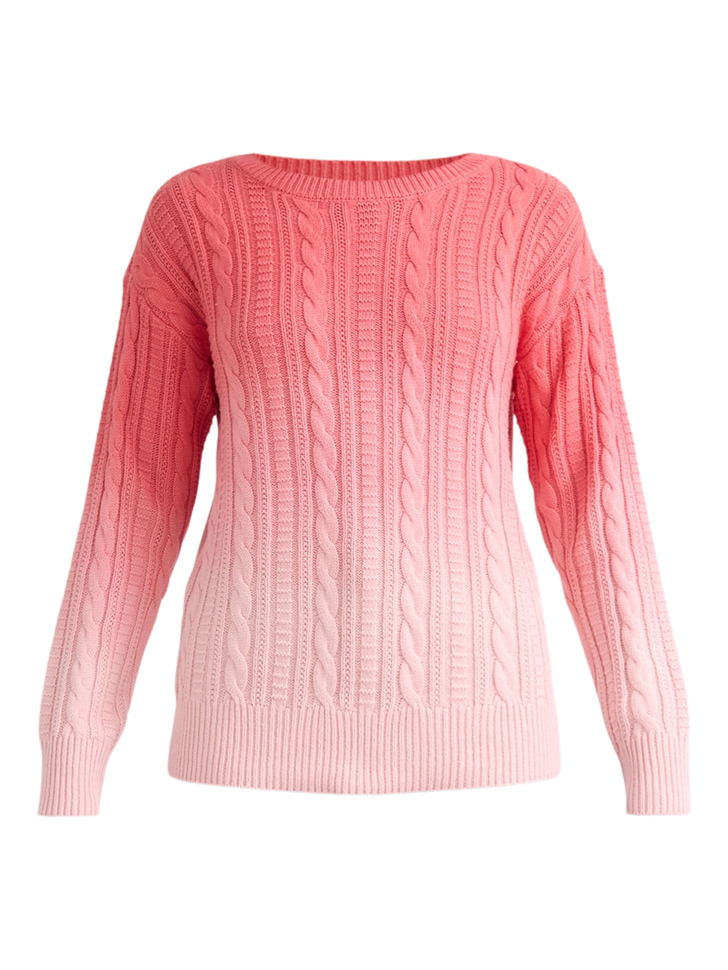 Time and Tru Women's Cable Knit Pullover Sweater, Midweight, Sizes XS-XXXL