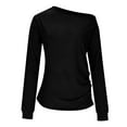 thumbnail image 7 of Women's Slanted Shoulder Pleated Long Sleeve Shirt Tops Blouses Tees Solid Color Loose Fit Casual Daily Wear Business Office Vacation Fashion Essential for Women | Sopatenor,Black XL, 7 of 7