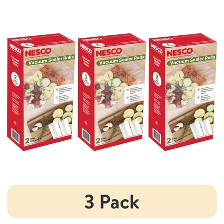 (3 pack) NESCO 11" x 20' Vacuum Sealer Bag Rolls, 2-Count BPA-Free Vacuum Seal Rolls for Custom Size Freezer Bags and Sous Vide, Works With Nesco and FoodSaver Vacuum Sealer Machines, 40 Feet Total