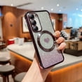 thumbnail image 3 of for Samsung Galaxy S21 Plus Case Glitter, Clear Magnetic Case with Luxury Love Heart Pattern [Compatible with MagSafe] Bling Sparkle Plating Soft TPU Slim Shockproof Cover Women Girls, Darkpurple, 3 of 11