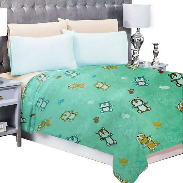 Frazada Matrimonial Ligera Estampada MELOCOTTON HOGAR Flannel Extra Suave MOD TIGGER