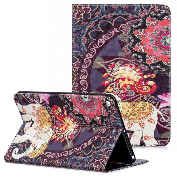 Allytech iPad Mini 5 Case 2019, iPad Mini 5st Generation Case, Ultra Slim PU Leather Cute Pattern Folio Stand Lightweight Anti-Scratch Soft Rubber Back Cover Case for Apple iPad Mini 5, Elephant