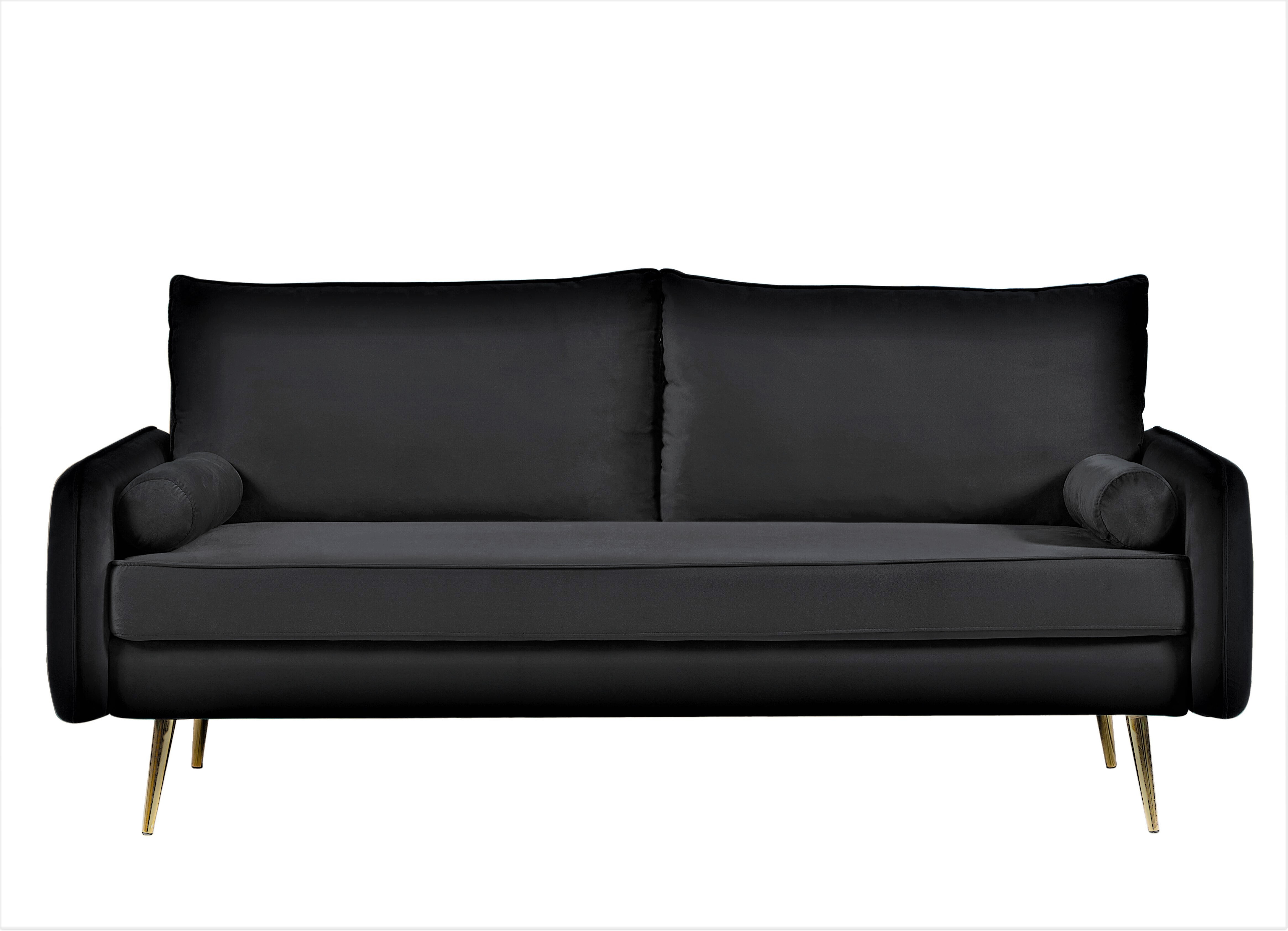 US Pride Furniture Villeda 70''W Polyester Square Arms Sofa Black