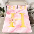 thumbnail image 2 of Homewish Pink Initial Letter H Full Size Sheets, Romantic Anniversary Rose Bed Sheets, Modern Fashion Marble Sheet Sets, Super Cozy Room Decor, 4-Piece, 2 of 7