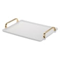 thumbnail image 1 of Bandeja para servir Unique Bargains de plástico con mango dorado rectangular 12,2 x 8,7 color blanco, 1 of 7