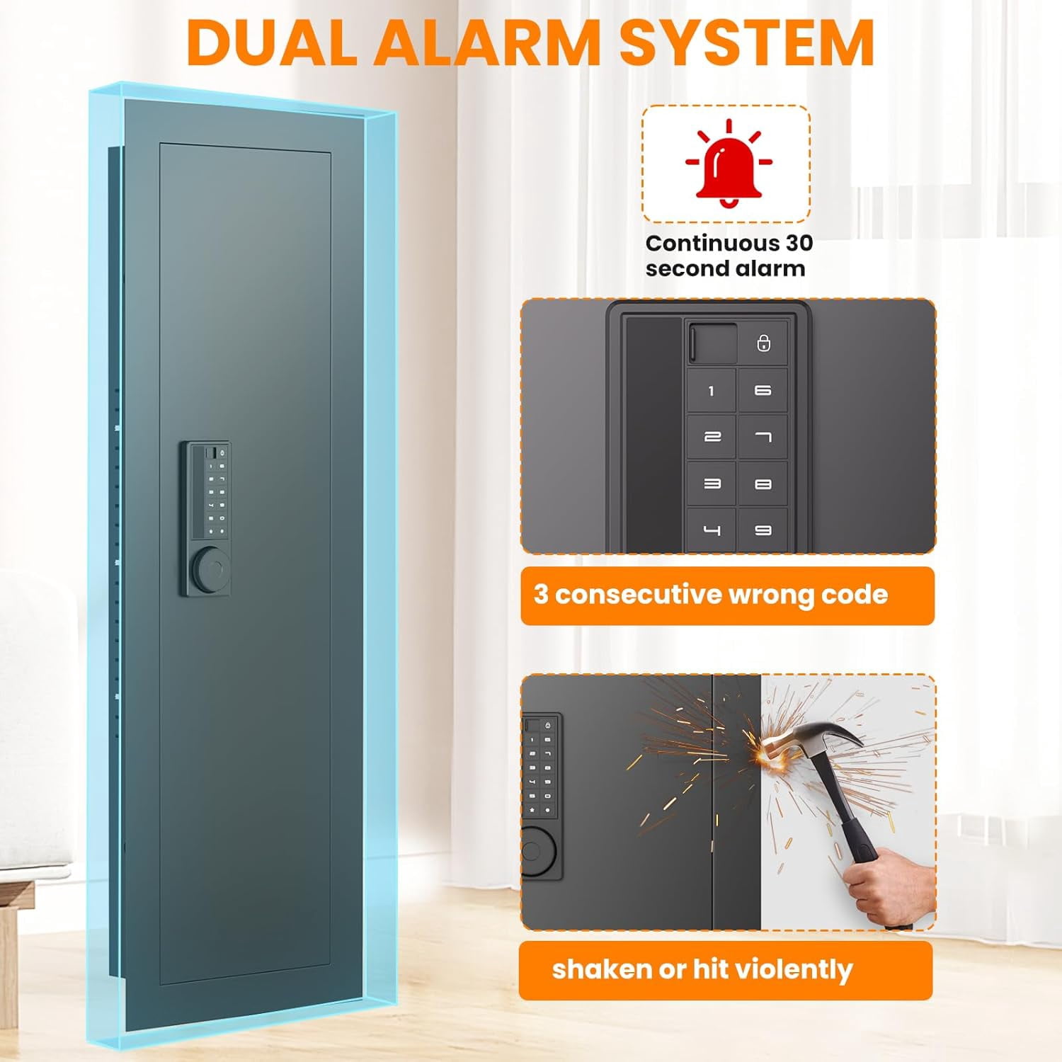 47.24" Wall Safe Between the Studs, Hidden Safe with Removable Pegboard, Wall Gun Safe with 3 Adjustable Shelves and Magnetic Slot (Black-Digital)