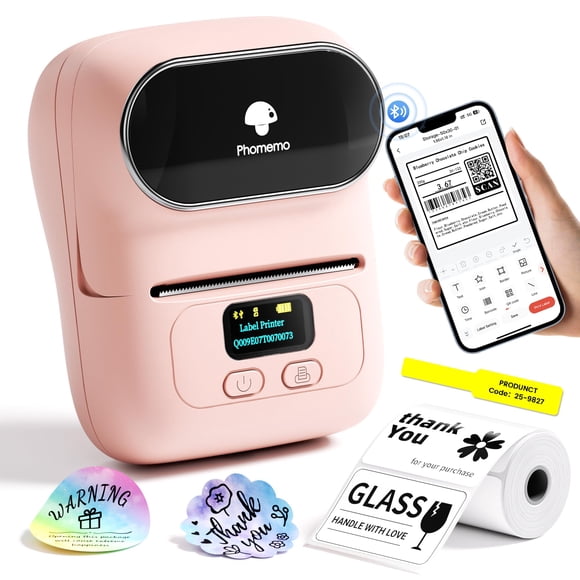 Phomemo Label Printer - M110 Thermal Label Printer Barcode Label Maker Mini Bluetooth Sticker Printer for Small Business, Home, Office, Logo, Address