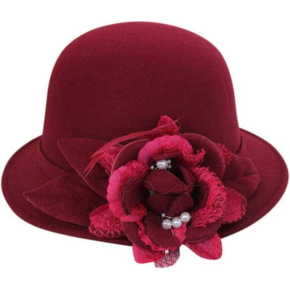 Bucket Hat for Kids Girl Party Vintage French Top Beret Painter Fashion Style Hat Warm Women Hat Cap (Wine, One Size)