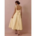 thumbnail image 2 of Elegant Yellow Sleeveless Square Neck A-Line Midi Dress With Ruched Waist, 2 of 16