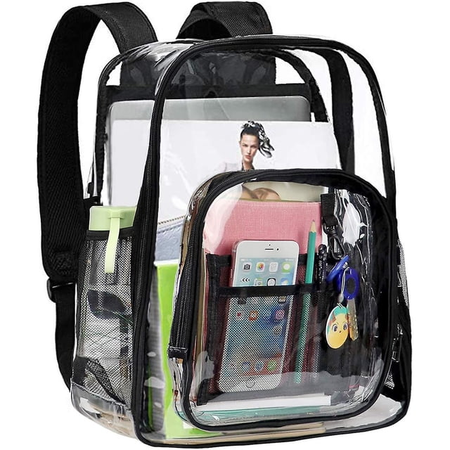 Mochila transparente resistente, mochila escolar transparente de plástico de PVC grande, mochilas informales transparentes para hombres y mujeres