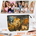 thumbnail image 6 of Makeup Bag Small Toilet Cosmetic Bags Travel Makeup Case Waterproof for Women Girls 6.7X9.45inches - Gorgeous Cosmic - Flower Lion, 6 of 7
