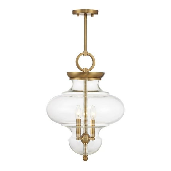 Warm Brass Three Light Pendant from the Bergdorf Collection