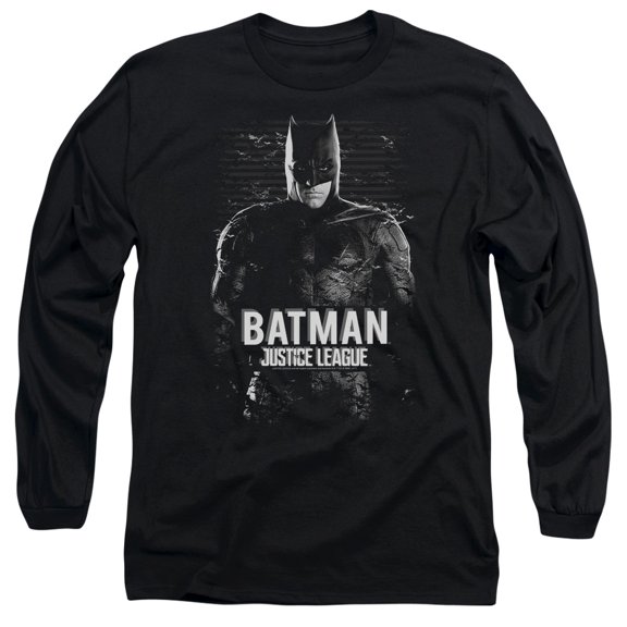 Justice League Movie Batman Long Sleeve Adult 18/1 T-Shirt Black