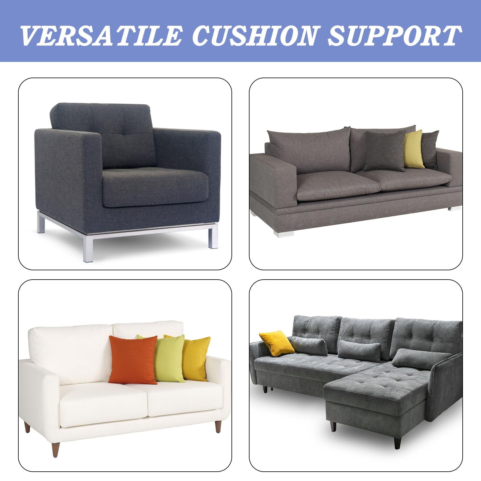 suxuMhao Sofa Cushion Support-2 Piece Blue Couch Support for Sagging Cushions,20×20×2in Couch Cushion Support for Living Room Sofa,Durable Sponge Seating Cushions Accessory to Restore Sofa Comfort​