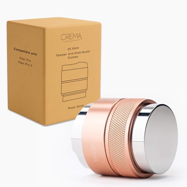 PRODUCTOS DE CAFÉ CREMA | Distribuidor/nivelador de café de 45,5 mm y manipulador manual - V2 | Se adapta al portafiltro Flair Pro y Pro 2 de 46 mm | Profundidad ajustable de doble cara | Hermosos man CREMA NA