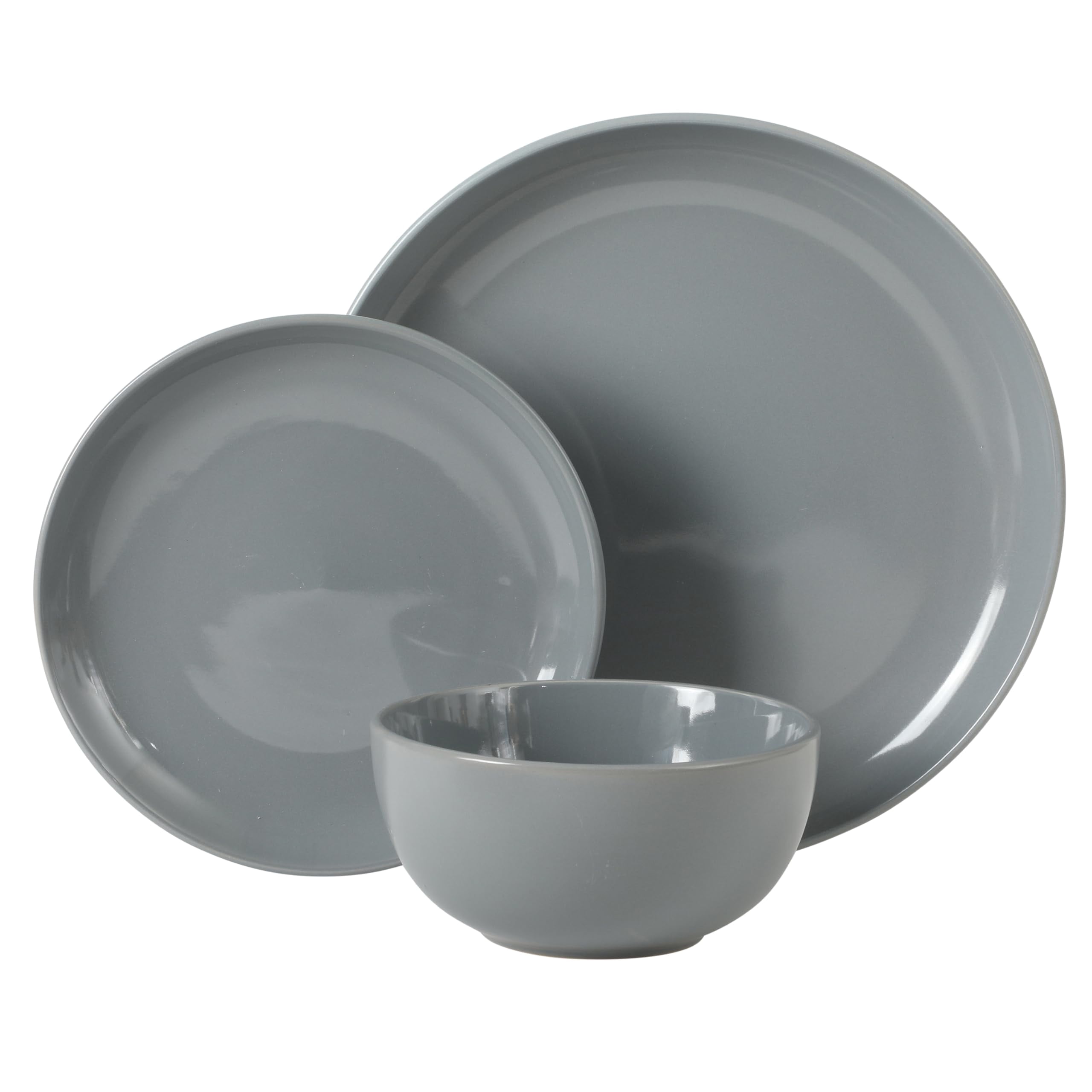 12-Piece Stoneware Dinnerware Set for 4, Cream Round Plates and Bowls, Modern Matte Finish, Microwave and Dishwasher Safe