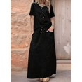 thumbnail image 4 of Jaimenalin Summer Skirt Set Women 2 Piece Outfits Short Sleeve Top Elastic Waist Maxi Dress Sets with Pockets Black S, 4 of 8