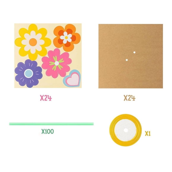 24 Pack Flower Bouquet Craft Kit for Kids, DIY Paper Crafting Set, Mothers Day Keepsake Gift for Mum, Teacher Appreciation Week Activity, Classroom Arts and Crafts Supplies
