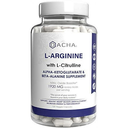 Premium L Arginine Pills 1920 MG - 120 VCAPS AAKG Nitric Oxide Precursor, L-Citrulline HCL, Beta Alanine, Essential Amino Acids for Energy, Muscle Growth, Heart Health, Vascularity & Stamina