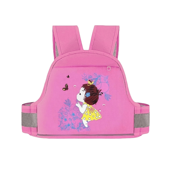 Cinturon De Seguridad Para Niño Moto Con Tiras Reflectantes Rosa