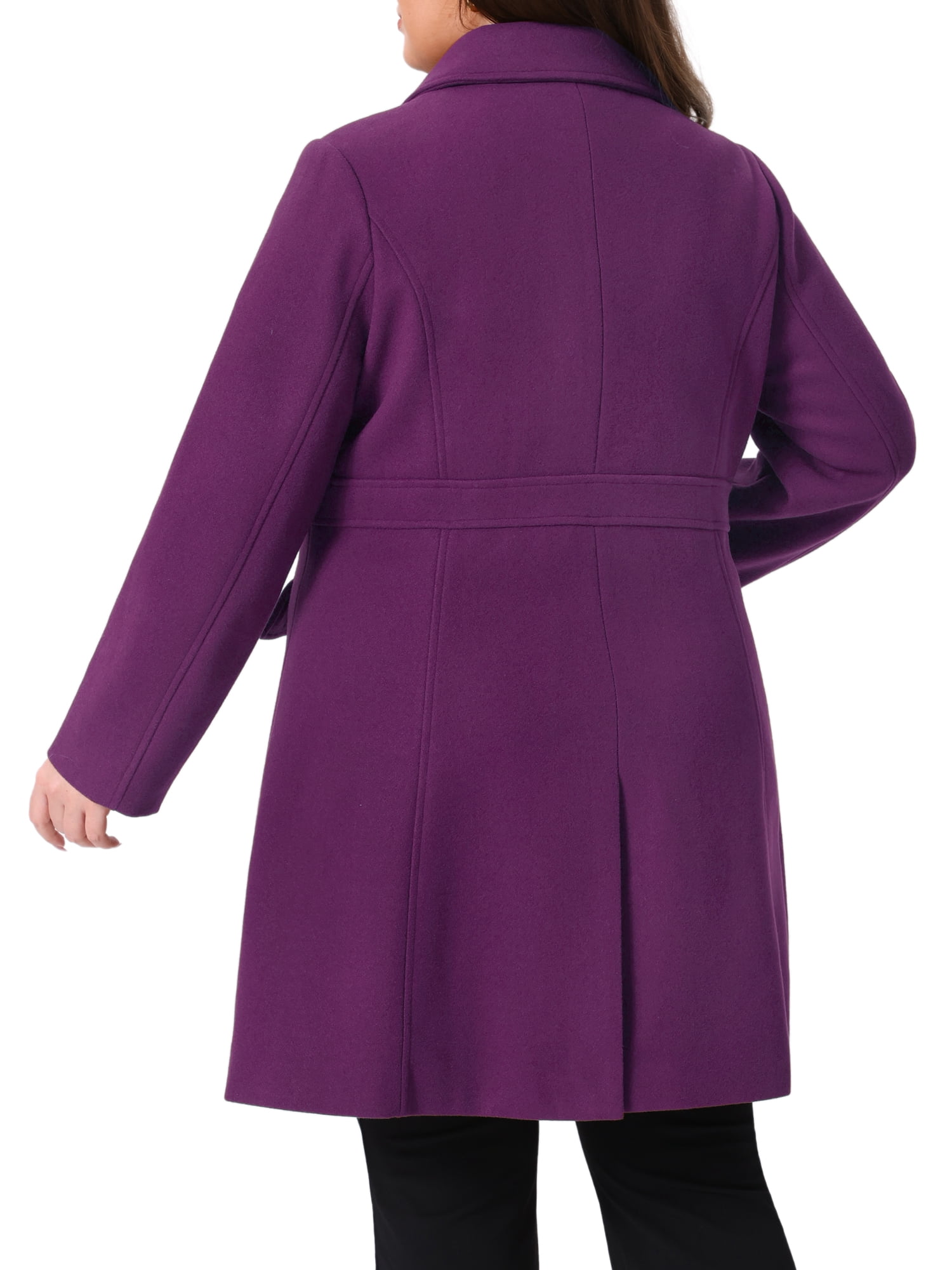DARING DIVA Women's Plus Size Peter Pan Collar Single Breasted Coat 4X Purple