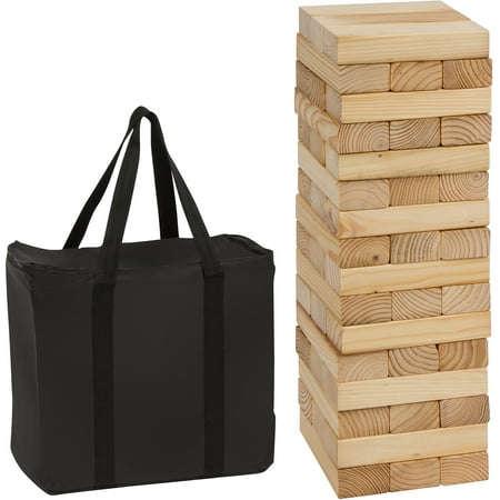 UPC: 0641799705457 | 48 Piece 1.5 tall Giant Wooden Stacking Puzzle Game with Carry Case by Trademark innovations