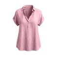 thumbnail image 4 of Cilsoka Linen Tops for Women - Summer Gauze Shirts Button Down Short Sleeve V Neck Blouses Dressy Casual Tunic Clothes, 4 of 5