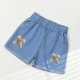 thumbnail image 2 of Girls Denim Shorts Soft Cotton Elastic Waist with Bow Detail Light Blue Play Shorts for Kids to Kids 2-11 Years,Size 2 T, 2 of 5