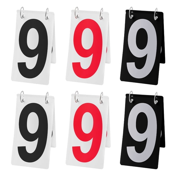 GOGO 6 Sets Baseball Scoreboard Numbers, 4 x 7 Inch Plastic Score Cards, 0-9 Double Sides, 3 Colors