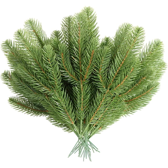 MUFEN 30pcs Artificial Pine Branches Green Plants Pine Needles DIY Accessories for Garland Wreath Christmas Embellishing and Home Garden Decor