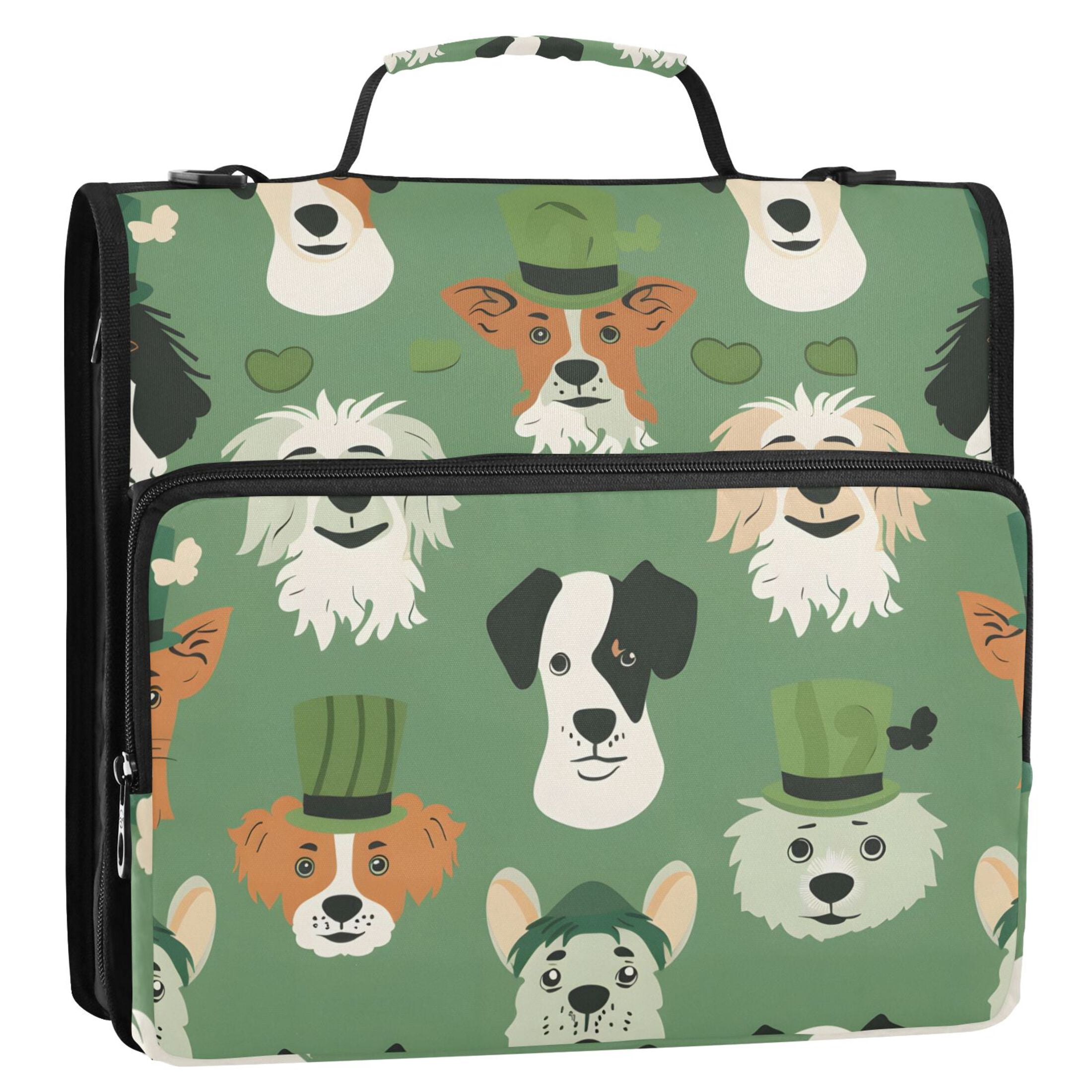ALAZA Zipper Binder Dog with Hat 3 Ring Trapper Keeper File Folder Organizer Bag