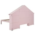 thumbnail image 5 of Platform Bed with Storage Shelves and LED Lights, Solid Wood Twin Size Platform Bed Frame with House-shaped Headboard and Under-Bed Space for Boys Girls Adults, No Box Spring Needed, Pink, 5 of 7
