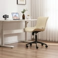 thumbnail image 6 of YOUNIKE Modern Office Chair with Wheels Adjustable Ergonomic Desk Task Chair in Mid-Back Beige PU Design, 6 of 9