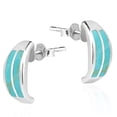thumbnail image 3 of AeraVida Touches of Green Turquoise Inlay Vintage Sterling Silver Post Stud Earrings, 3 of 4