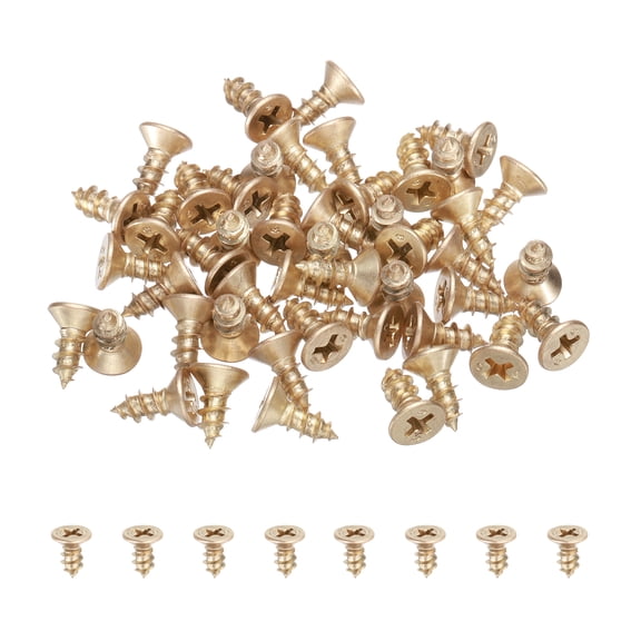 Uxcell 50Pcs ST5 x 12mm Pan Head Self Tapping Screws for Metal, Gold