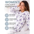 thumbnail image 2 of Casual Nights - Flannel Floral Long Sleeve Nightgowns for Women, Soft Lightweight Cotton & Lace Trim, Comfortable Lounging, Floral Purple X-Large, 2 of 7
