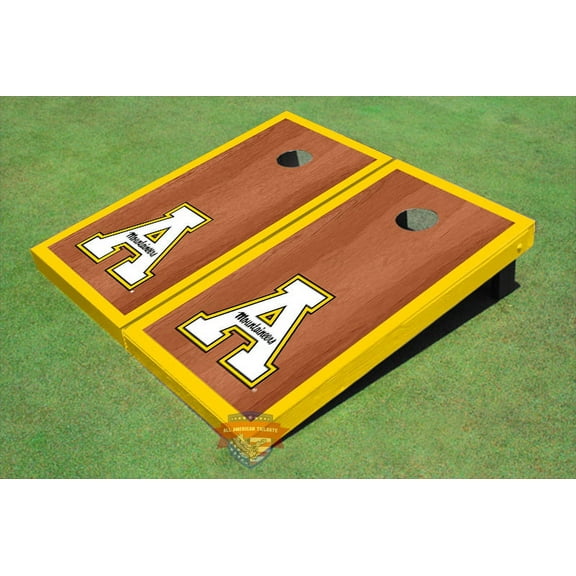 Appalachian State University "A" Yellow Rosewood Matching Border Borders Cornhole Boards