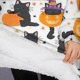 thumbnail image 3 of Oversized Wearable Blanket Hoodie,Halloween Black Cats with Pumpkins and Witch Hats Sherpa Blanket Hoodie with Super Pockets,Super Warm Fuzzy Pullover for Women & Men, 3 of 6