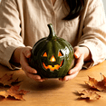 thumbnail image 6 of YATingW Handmade Dark Green Jack Halloween Pumpkin Lantern , Hollow Face Pumpkin Light, Porch Mantel Farmhouse Halloween Fall Table Decor，Halloween Indoor Decor & Fall Decorations for Home, 6 of 8
