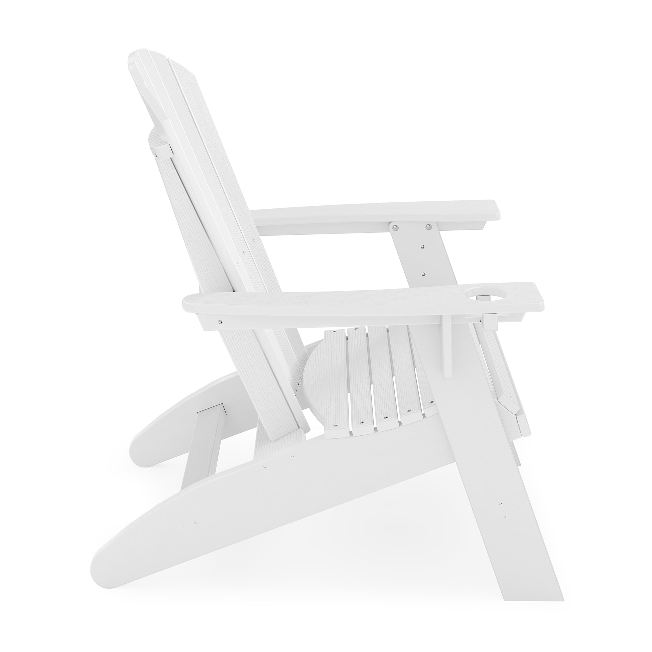 JERFIT White Adirondack Chair with Cup Holder, Heavy-Duty HDPE Outdoor Lounge Chair for Patio, Poolside, Garden, Deck, Weather Resistant & Comfortable