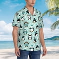 thumbnail image 3 of Balery Winter Skiing Penguin Camisas hawaianas de manga corta para hombre, camisas playeras de corte holgado, camisas de vacaciones con botones,Small, 3 of 7