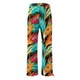 thumbnail image 5 of Women's Casual Pants Women'S Boho Wide Leg Palazzo Pants Womens Cotton Casual Loose Pants Comfy Work Pants With Long Casual Wide Leg,Blue Women's Casual Pants XXXL, 5 of 5