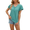 thumbnail image 4 of Frontwalk Women Summer Tops Short Sleeve T-shirt T Shirt Ladies Breathable Tee Pullover Bean Green S, 4 of 8