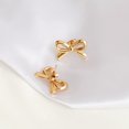 thumbnail image 3 of Delicado y simple cable de cuerda torcida, cinta, regalo de cumpleaños, aretes con lazo, colgante para mujeres y adolescentes, chapado en oro, 3 of 5