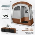 thumbnail image 6 of WYDK Double Room Shower Tent, Oversize Space Privacy Tent with Floor, Removable Rain Fly, Inside Pocket, Clothesline, Top Hook, Portable Outdoor Changing Tent for Dressing, Camping, Toilet(Coffee), 6 of 18