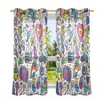 thumbnail image 6 of Yayeee Window Curtains Light Filtering 63"x42" Grommet Panel Pair Home Living Room Decor, White Doodle Pattern, 6 of 7
